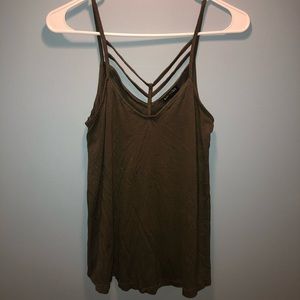 Army Green Express Tank Top with Cutouts